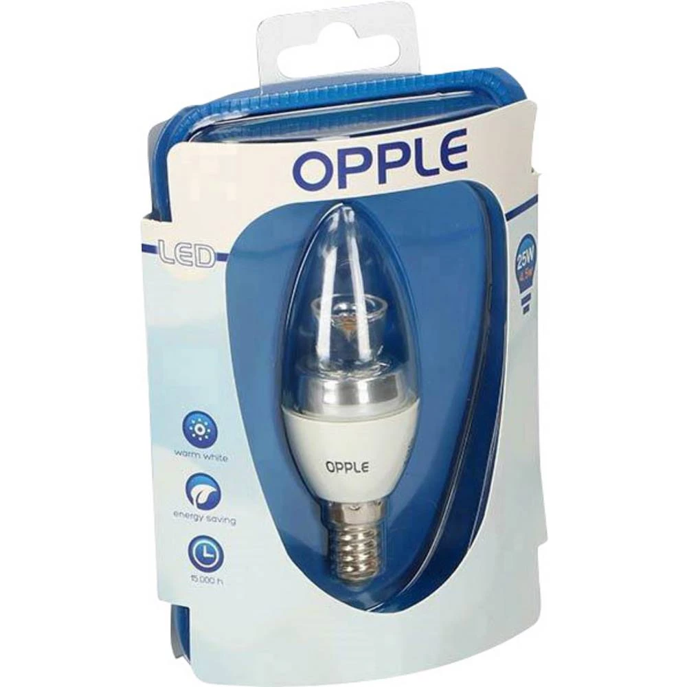 Opple 140043938 LED Energetska učink. A (A++ - E) E14 oblik svijeće 4.5 W = 25 W toplo bijela (Ø x D) 36 mm x 102 mm 1 slika