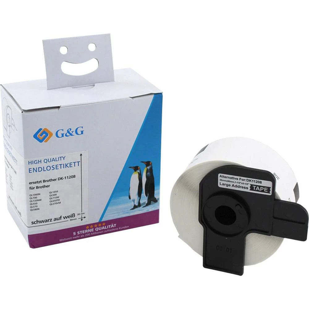 G&G naljepnica u roli kompatibilan zamijenjen Brother DK-11208 90 x 38 mm papir bijela 400 St. trajno prianjanje  naljep slika