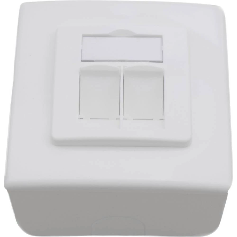 Mrežna utičnica Nadžbukna Upotreba/utičnica sa središnjom pločom i okvirom CAT 6A 2 ulaza KOMOS KDD 500 Čista bijela (RAL 9010) slika