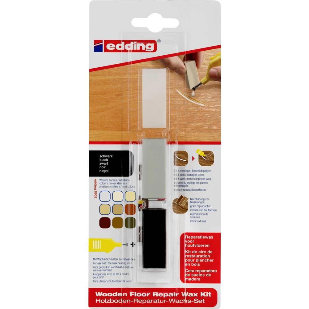 Edding 8902 4-8902-1-4001 set voska za popravak drvenog poda crna slika