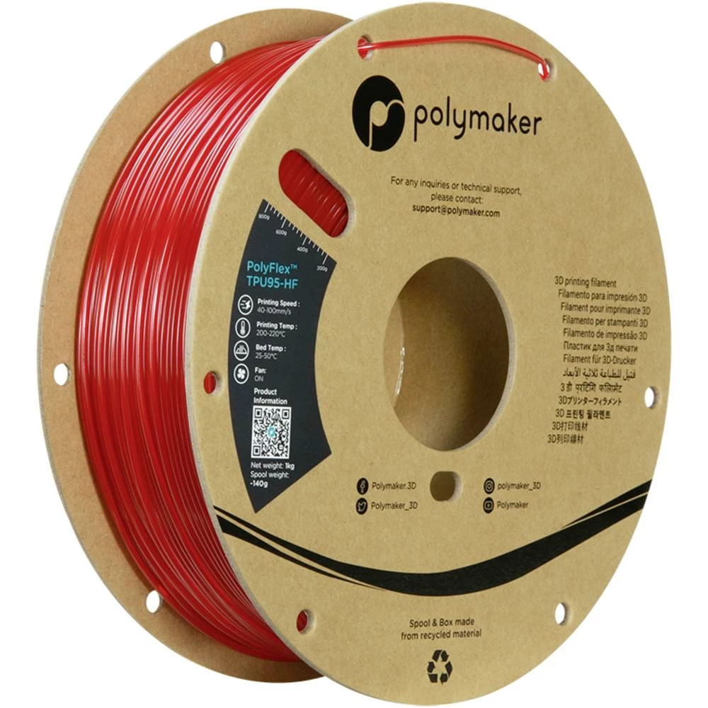Polymaker PD03007 TPU95-HF 3D pisač filament TPU, fleksibilni filament fleksibilan, filament velike brzine, UV otporan 1 slika
