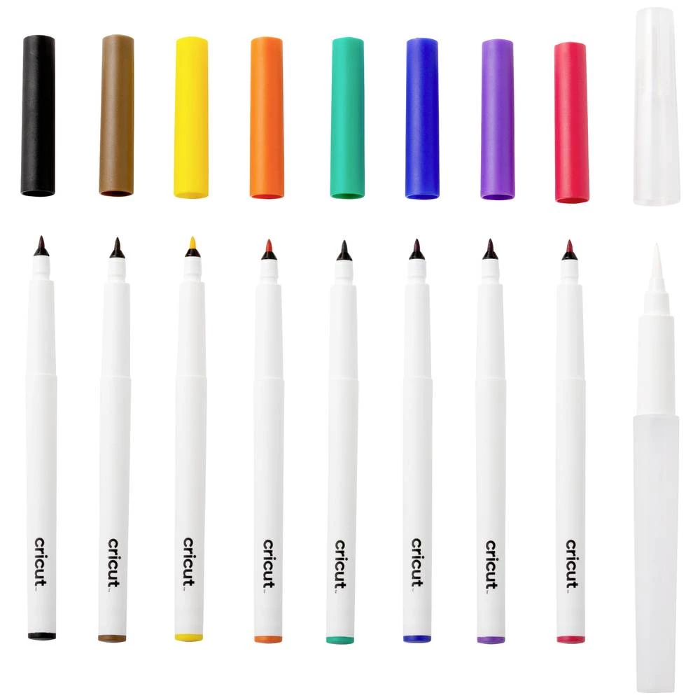 Cricut Aquarellstiften & -pinsel, 9er set olovki  zelena, plava boja, ljubičasta, crvena, crna, smeđa boja, žuta, narančasta slika