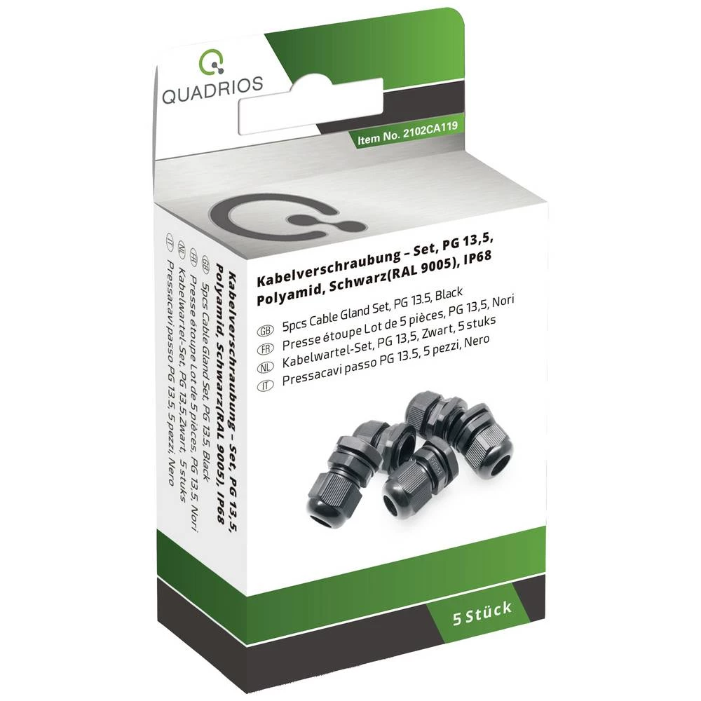 Quadrios 2102CA119 asortiman uvodnica PG13.5 PA66 crna 1 Set slika