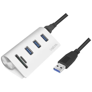 LogiLink CR0045 3+2 ulaza USB 3.0-hub s aluminijskim kućištem, s ugrađenim čitačem sd kartica srebrna slika