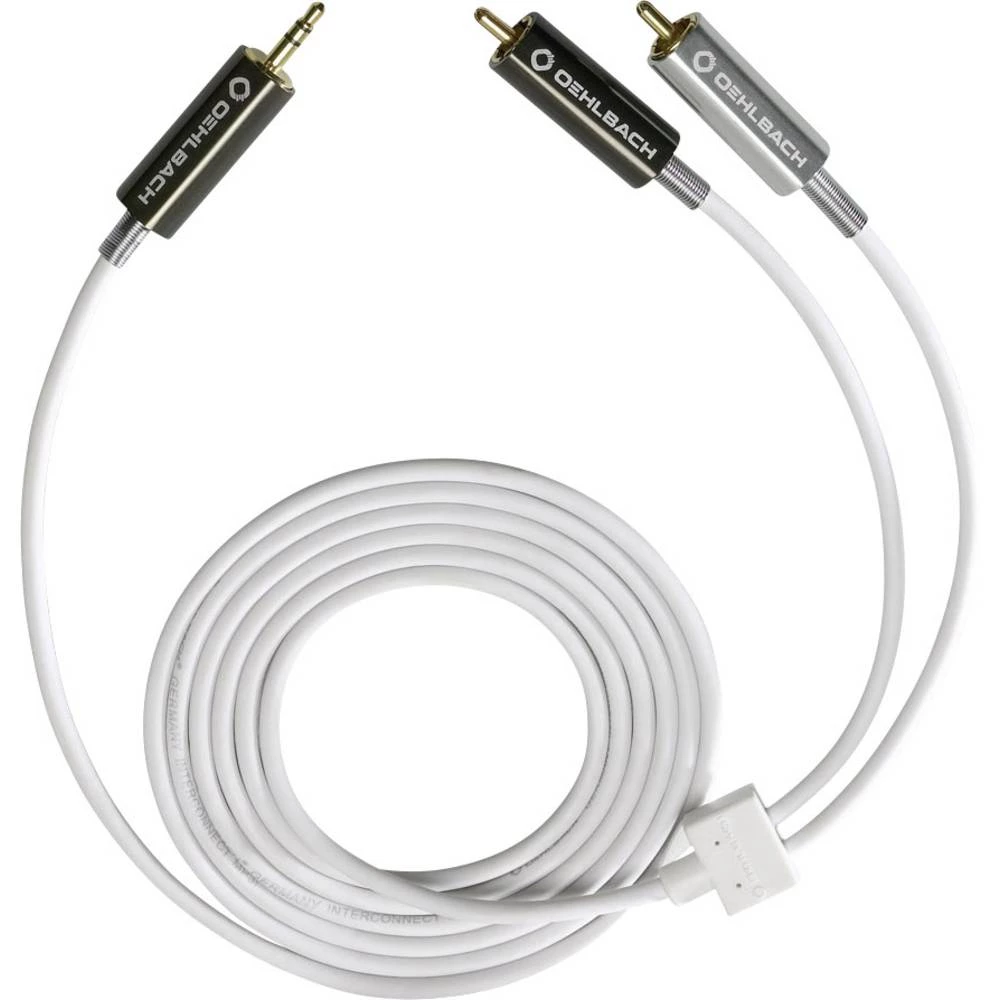 Oehlbach Utičnica / Cinch Audio Priključni kabel [1x 3,5 mm banana utikač - 2x Muški cinch konektor] 2 m Bijela pozlaćeni kontak slika