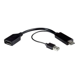 Roline 12.03.3147 DisplayPort / HDMI adapter [1x ženski konektor DisplayPort - 2x muški konektor DisplayPort, muški konektor HDMI] crna  0.15 m slika