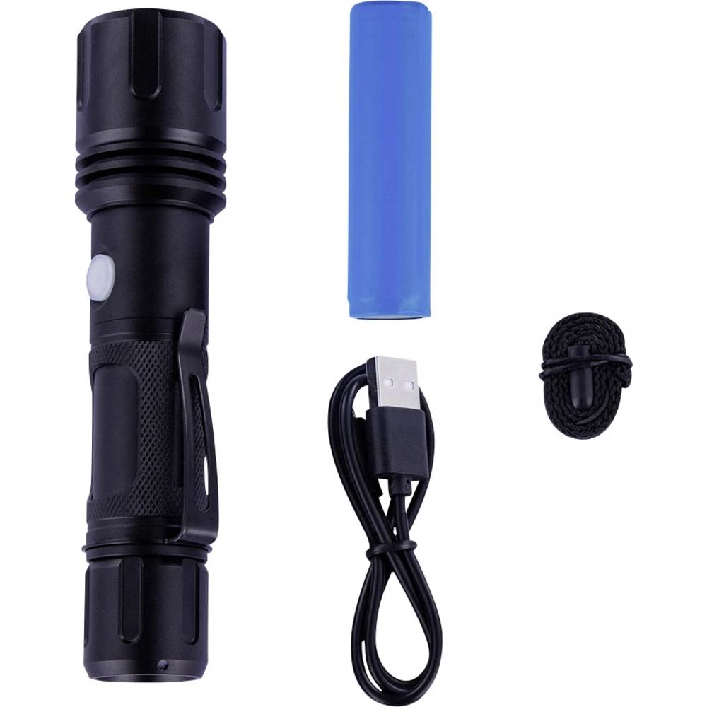 LED Džepna svjetiljka S USB sučeljem Shada Nightwatch 600 pogon na punjivu bateriju 600 lm 180 g Crna slika