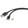 Renkforce    USB kabel    USB 2.0    USB-A utikač, USB-Micro-B utikač    1.00 m    crna    magnetski utikač slika