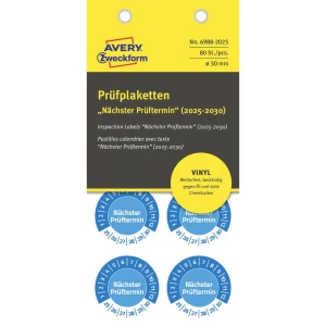 Avery-Zweckform 6988-2025 inspekcijska naljepnica plava boja samoljepljiva folija (Ø) 30 mm 30 mm 80 St. slika