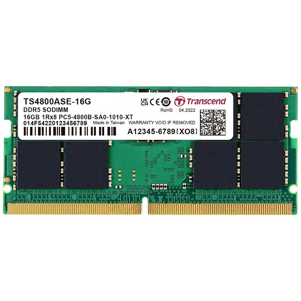 Transcend TS4800ASE-16G memorijski modul prijenosnog računala DDR5 16 GB 1 x 16 GB ECC 4800 MHz 262pin SO-DIMM CL40 TS48 slika