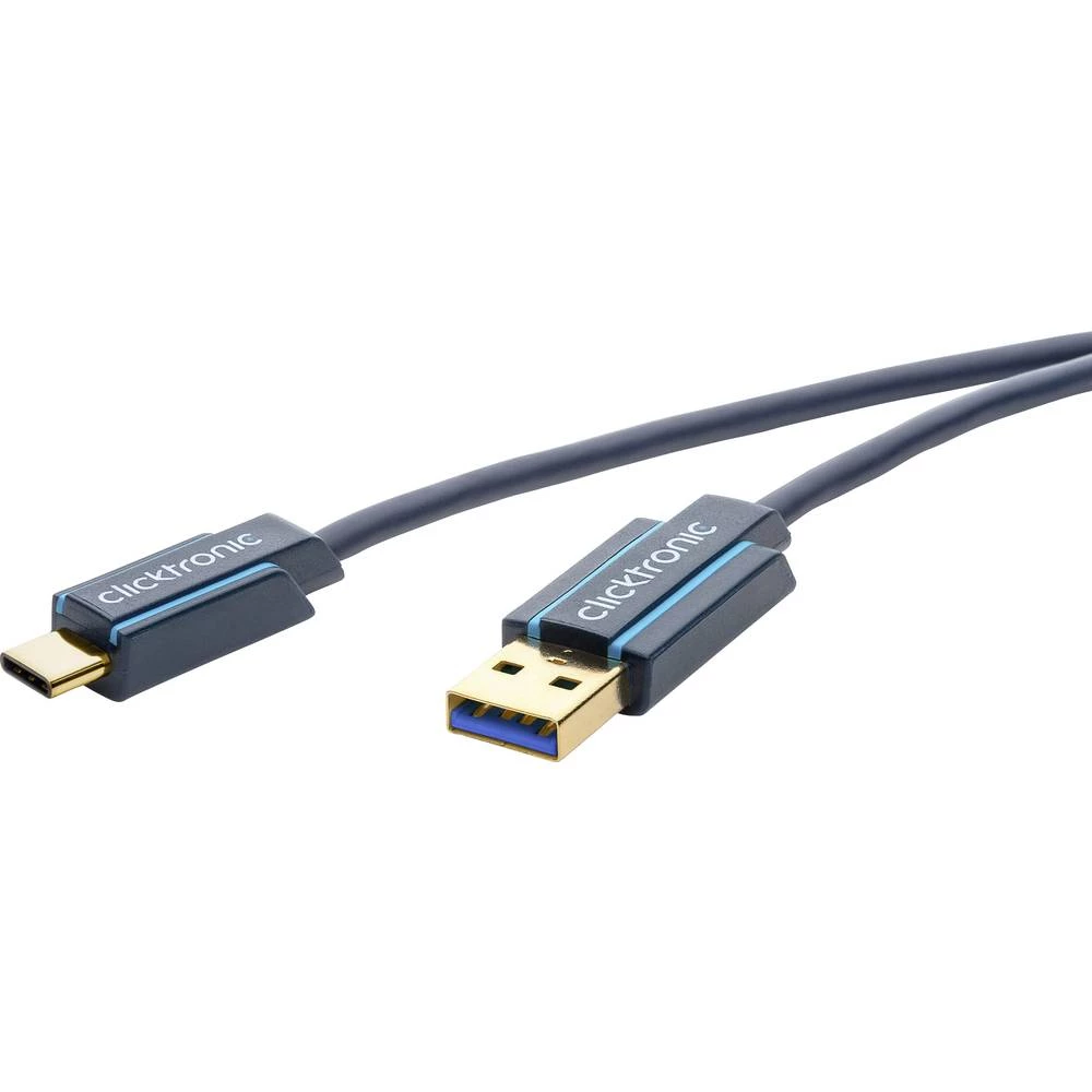 clicktronic USB 2.0 Priključni kabel [1x Muški konektor USB 3.0 tipa A - 1x Muški konektor USB-C&trade;] 0.5 m Plava boja slika
