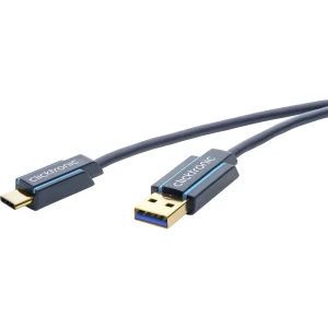 clicktronic USB 2.0 Priključni kabel [1x Muški konektor USB 3.0 tipa A - 1x Muški konektor USB-C™] 0.5 m Plava boja slika