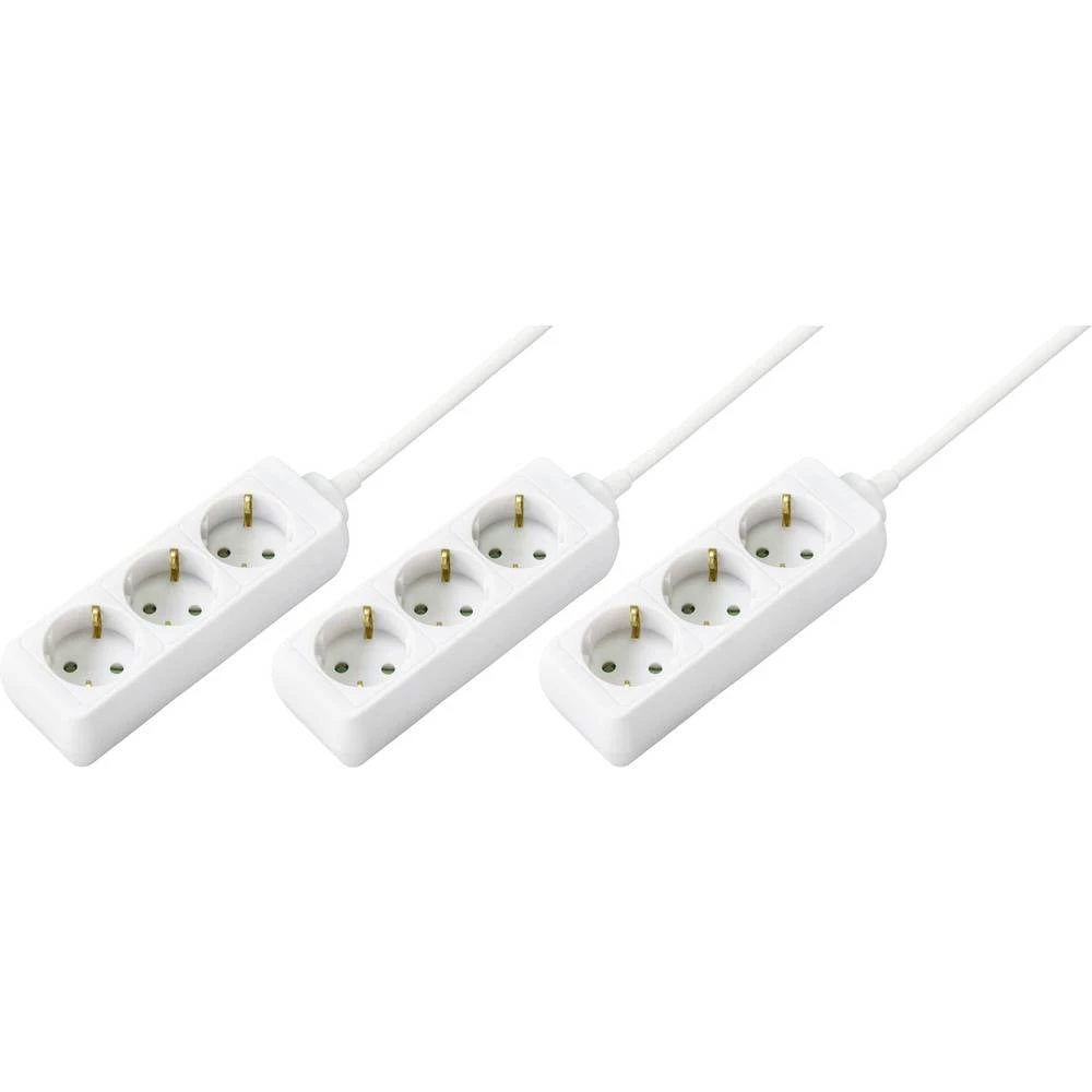 Sygonix 3xSY-4890976 letva s utičnicama 3-struki bijela utičnica 1 Set slika