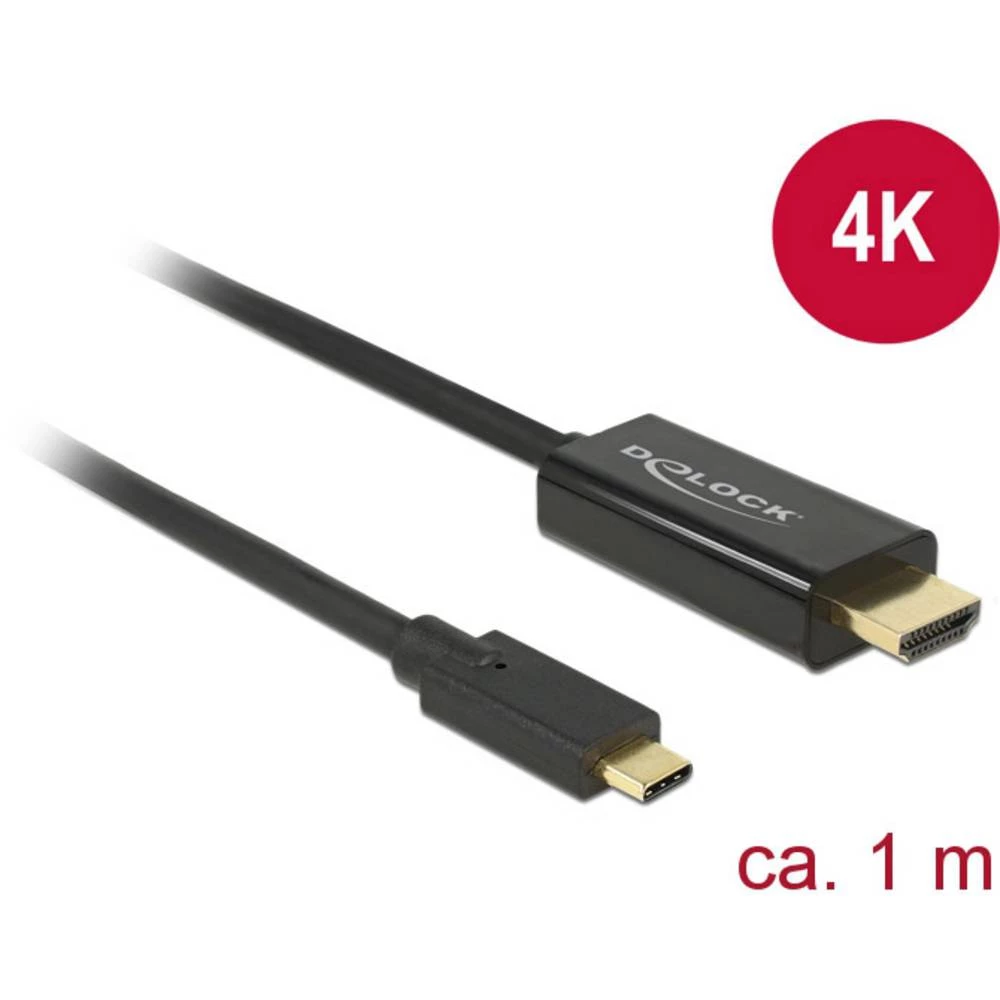Delock USB / HDMI priključni kabel 1.00 m 85258 pozlaćeni kontakti crna [1x muški konektor USB-C™ - 1x muški konektor HD slika