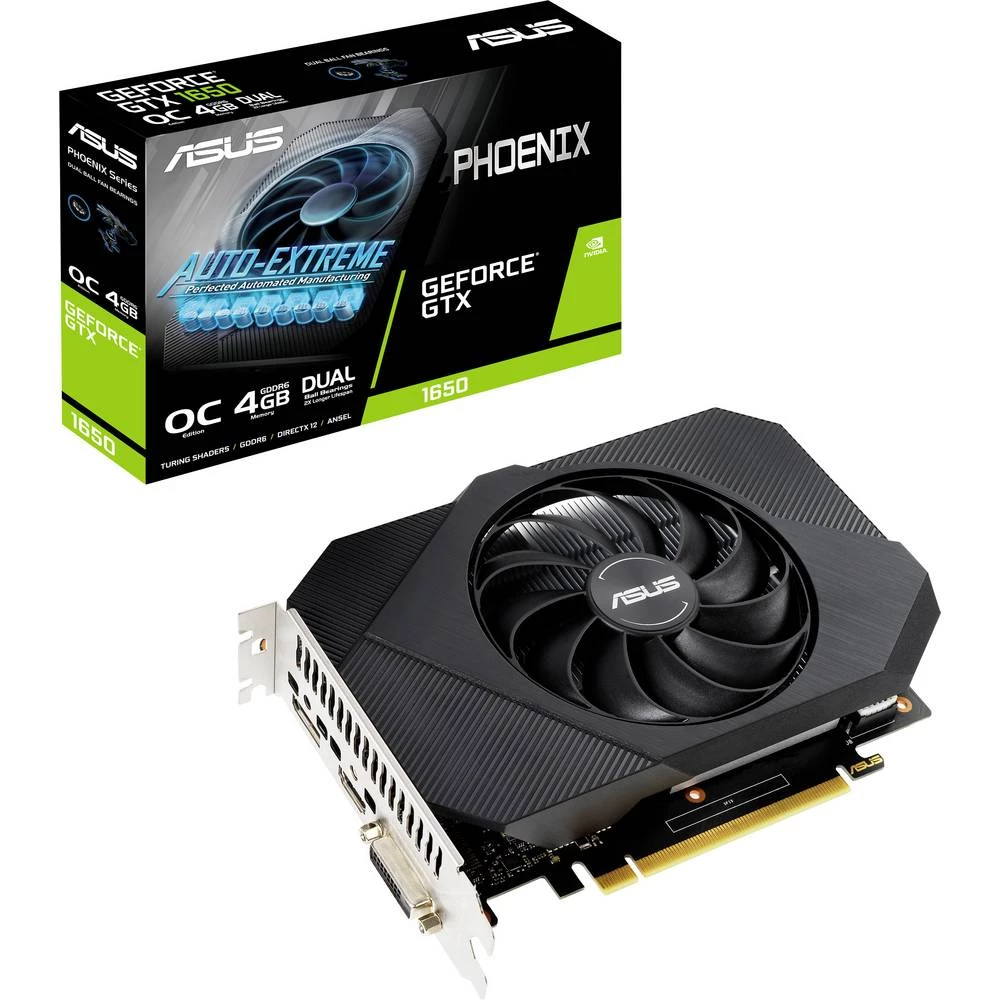 Asus grafička kartica Nvidia GeForce GTX1650 Phoenix Overclocked 4 GB GDDR5-RAM PCIe  HDMI™, DVI, DisplayPort navijena slika