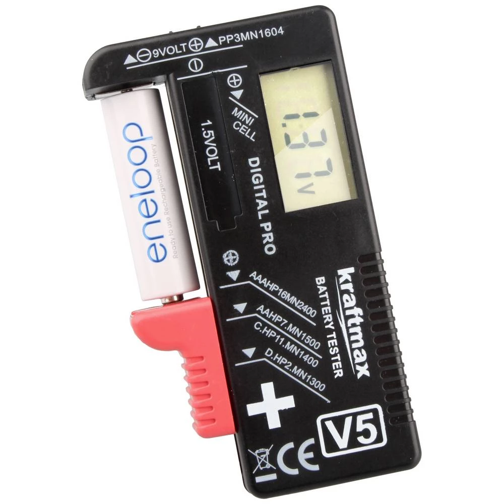 kraftmax ispitivač baterija Hückmann Mjerno područje (Ispitivač baterija) 1,2 v, 1,5 v akumulator, baterija 146699 slika