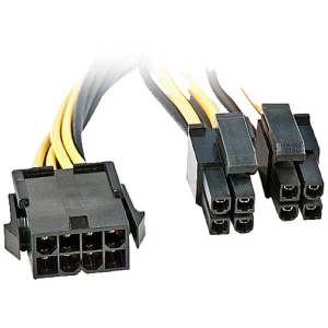 LINDY struja produžetak [1x 8-polni (4 + 4) muški konektor ATX - 1x 8-polni ATX utikač] 0.4 m crna, žuta slika