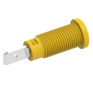 Ø2mm sigurnosna banana utičnica s Ø10mm okruglom maticom, 4,8x9mm ravni spojni jezičak, žuta Electro PJP 228-2-I-CD1-J sigurnosna ugrađena utičnica   žuta 1 St. slika