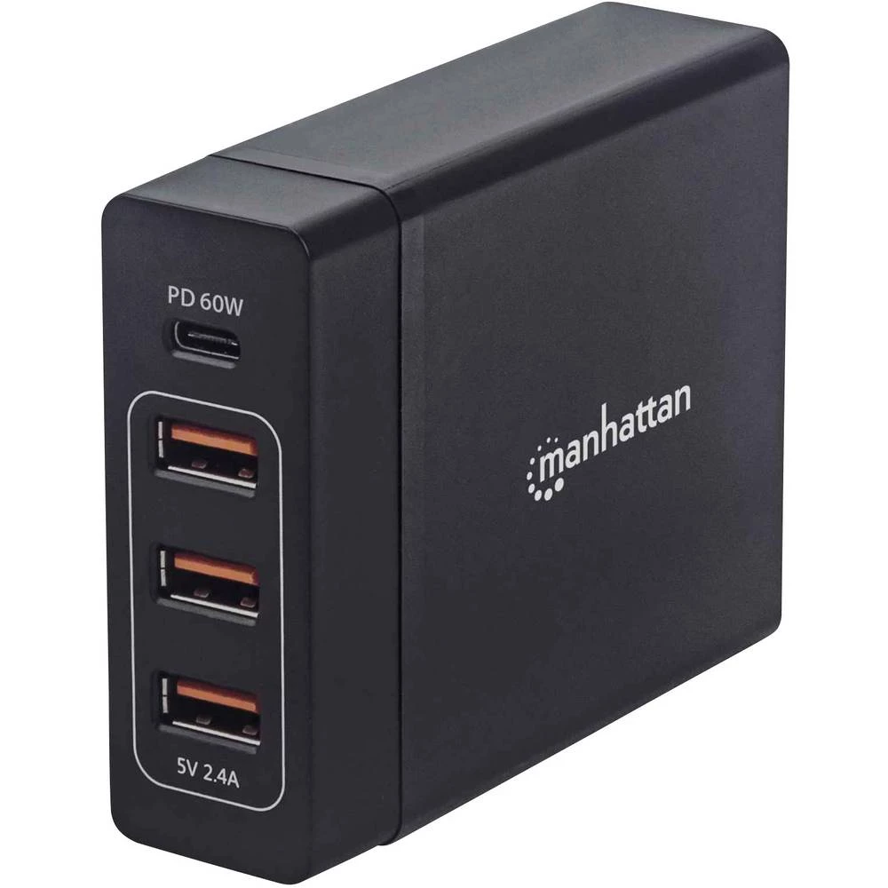Manhattan Power Delivery Ladestation ein USB-C PD-Port bis 60W drei USB-A-Ports bis 12W 102124 Adapter za punjenje Utičnica Izla slika