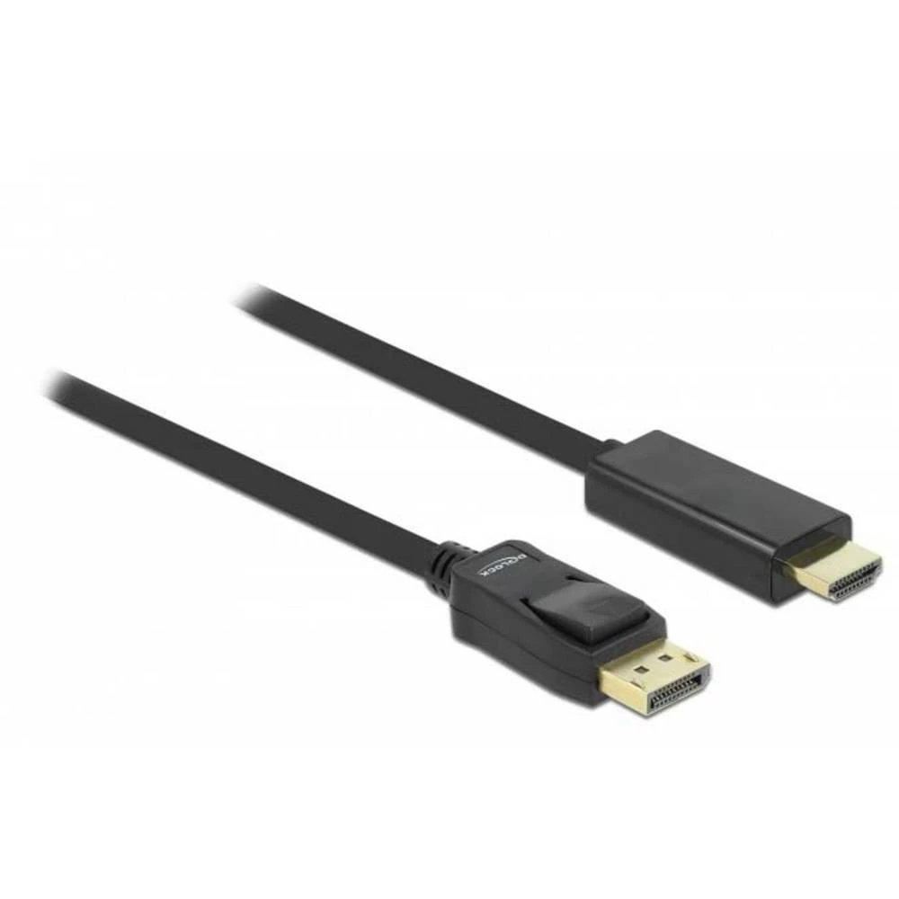 Delock HDMI / DisplayPort priključni kabel DisplayPort utikač, HDMI A utikač 3 m crna 82435 sukani, pozlaćeni kontakti, slika