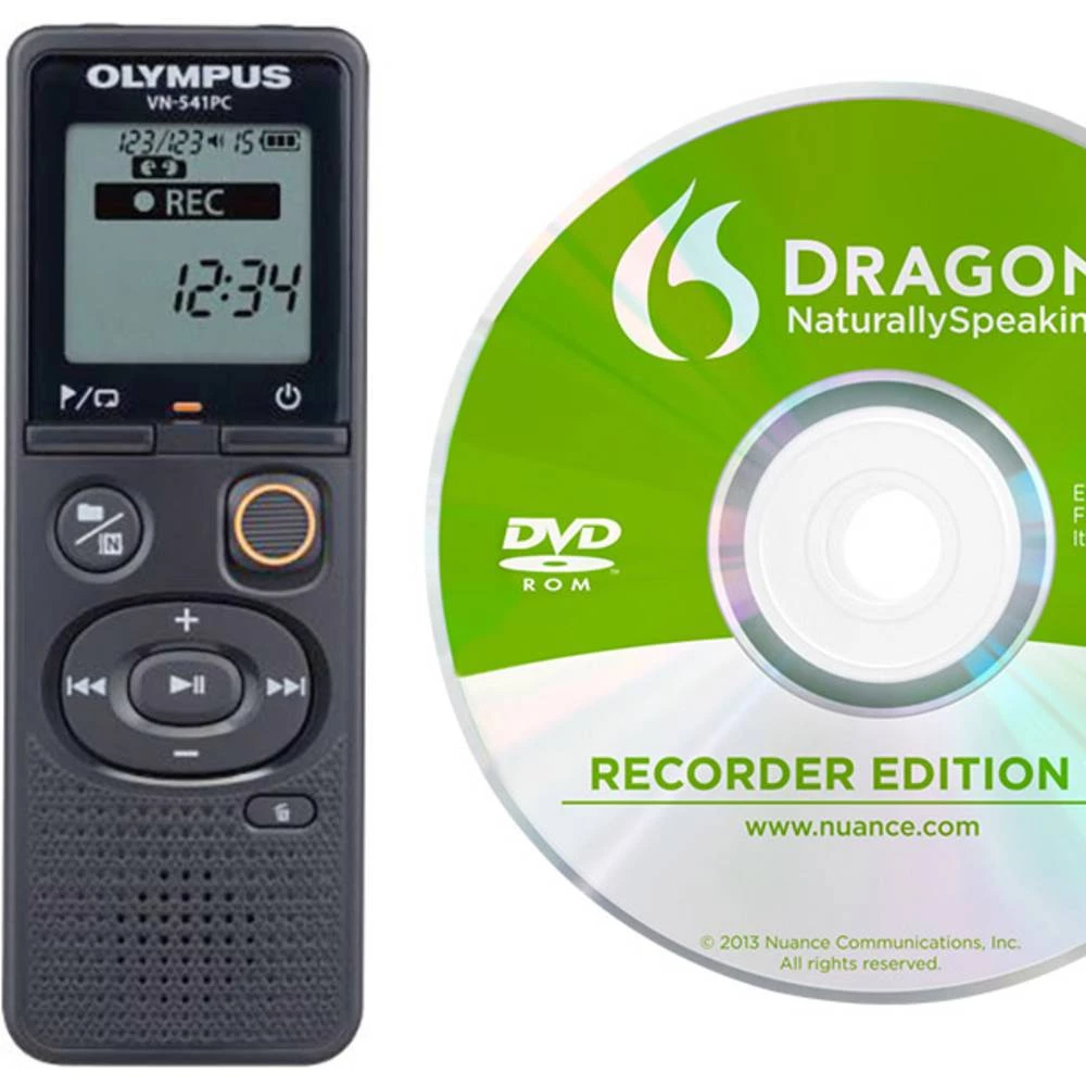 Digitalni diktafon Olympus VN-541PC + Dragon Naturally Speaking 12 Vrijeme snimanja (maks.) 2080 h Crna Uklj. softver za prepozn slika