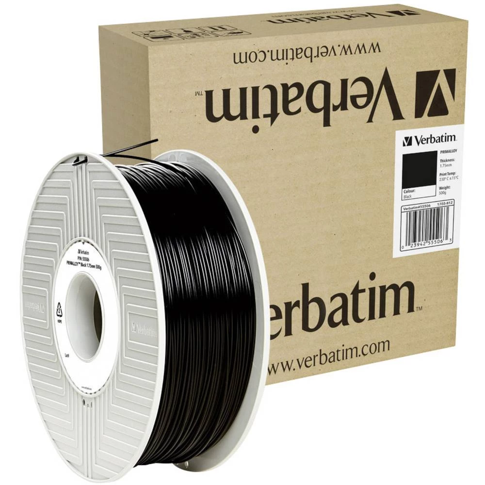 3D pisač filament Verbatim 55506 TPE Fleksibilan 1.75 mm Crna 500 g slika