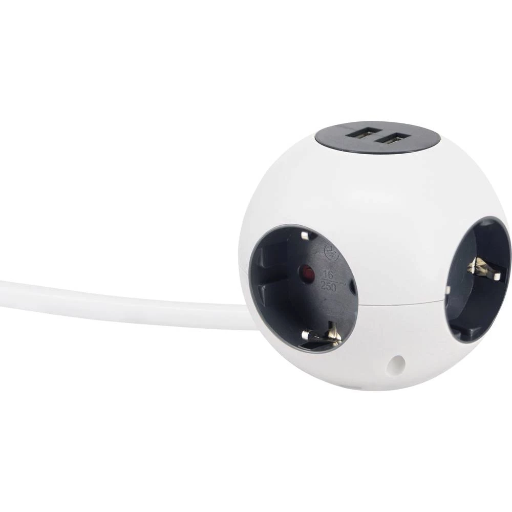 GAO EMP604KUSB Razdjelna letva bez prekidača 4-struki Bijela, Crna Utičnica slika