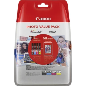 Canon Patrona tinte CLI-551XL C/M/Y/BK Photo Value Pack Original Kombinirano pakiranje Crn, Žut, Cijan, Purpurno crven 6443B006 slika