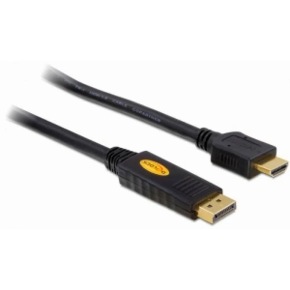 Delock HDMI / DisplayPort priključni kabel DisplayPort utikač, HDMI A utikač 5 m crna 82441 sukani, pozlaćeni kontakti, slika