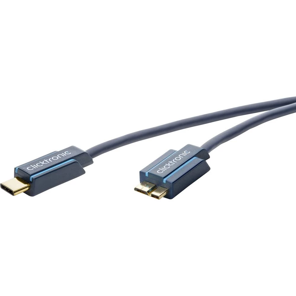 clicktronic USB 3.0 Priključni kabel [1x Muški konektor USB 3.0 tipa Micro B - 1x Muški konektor USB-C&trade;] 2 m Plava boja slika