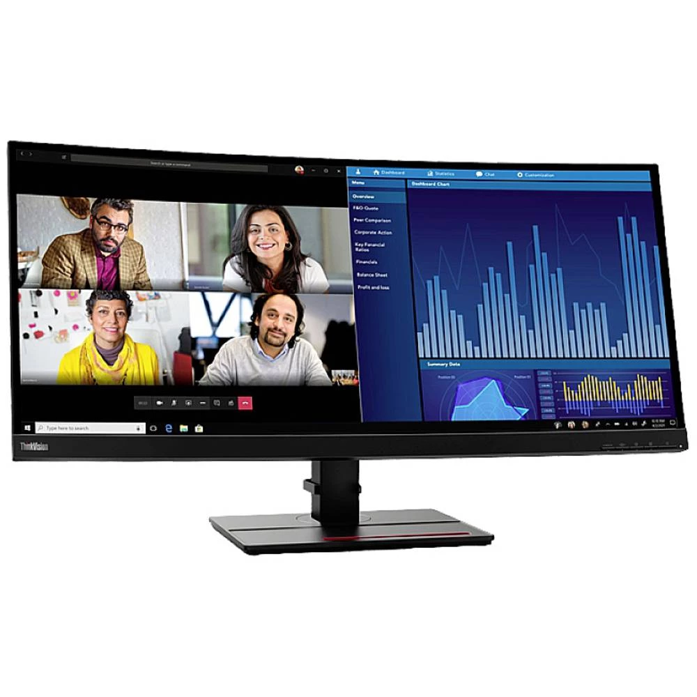 Lenovo ThinkVision P34w-20 LED zaslon 86.6 cm (34.1 palac) Energetska učinkovitost 2021 F (A - G) 3440 x 1440 piksel WQHD 6 ms DisplayPort, HDMI™, USB-C®, USB-B, USB 3.2 gen. 1 (USB 3.0), slušalice... slika
