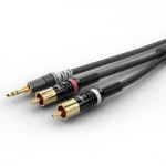 Hicon HBP-3SC2-0150  audio priključni kabel [1x 3,5 mm banana utikač - 2x muški cinch konektor] 1.50 m crna