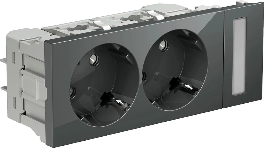 Schneider Electric INS62011 Kabelske kanalice Schneider INS62011 dvostruka utičnica OL50 Tamnosiva slika