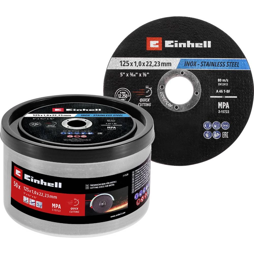 Einhell 711528 set reznih ploča 125 mm 50 kom. metal, nehrđajući čelik, čelik, lim slika