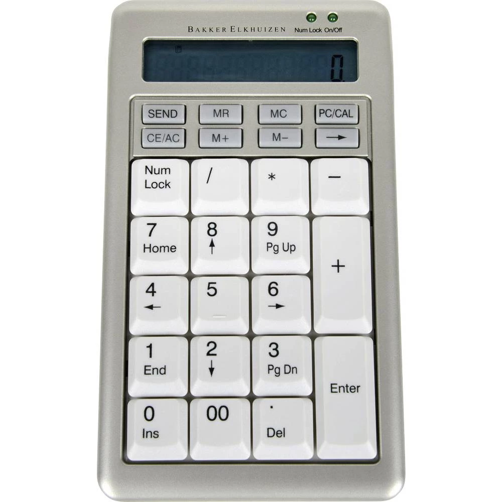 USB numerička tipkovnica BakkerElkhuizen S-board 840 Design S kabelskim kolutom za uvlačenje, Odvojivi kabel Srebrna/bijela slika
