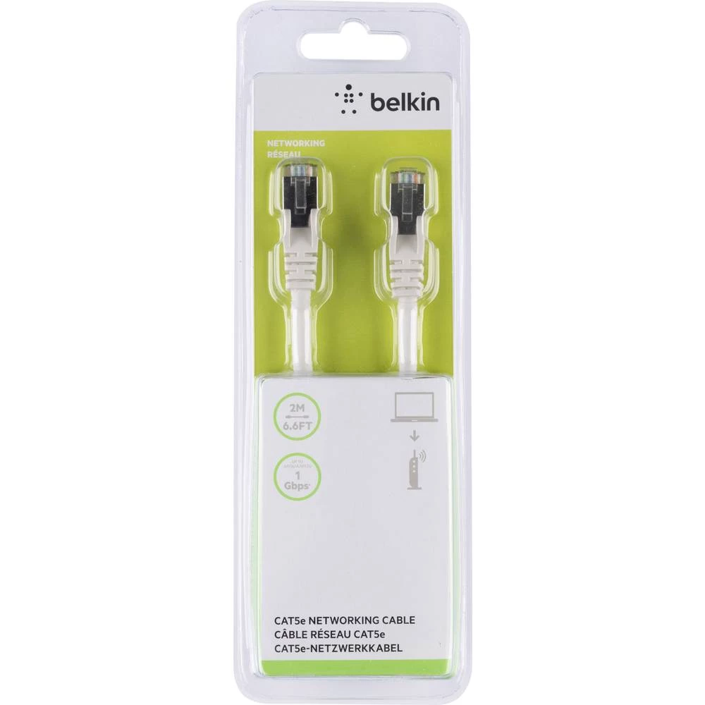 LAN (RJ45) Mreža Priključni kabel CAT 5e S/FTP 2 m Bijela sa zaštitom za nosić Belkin slika