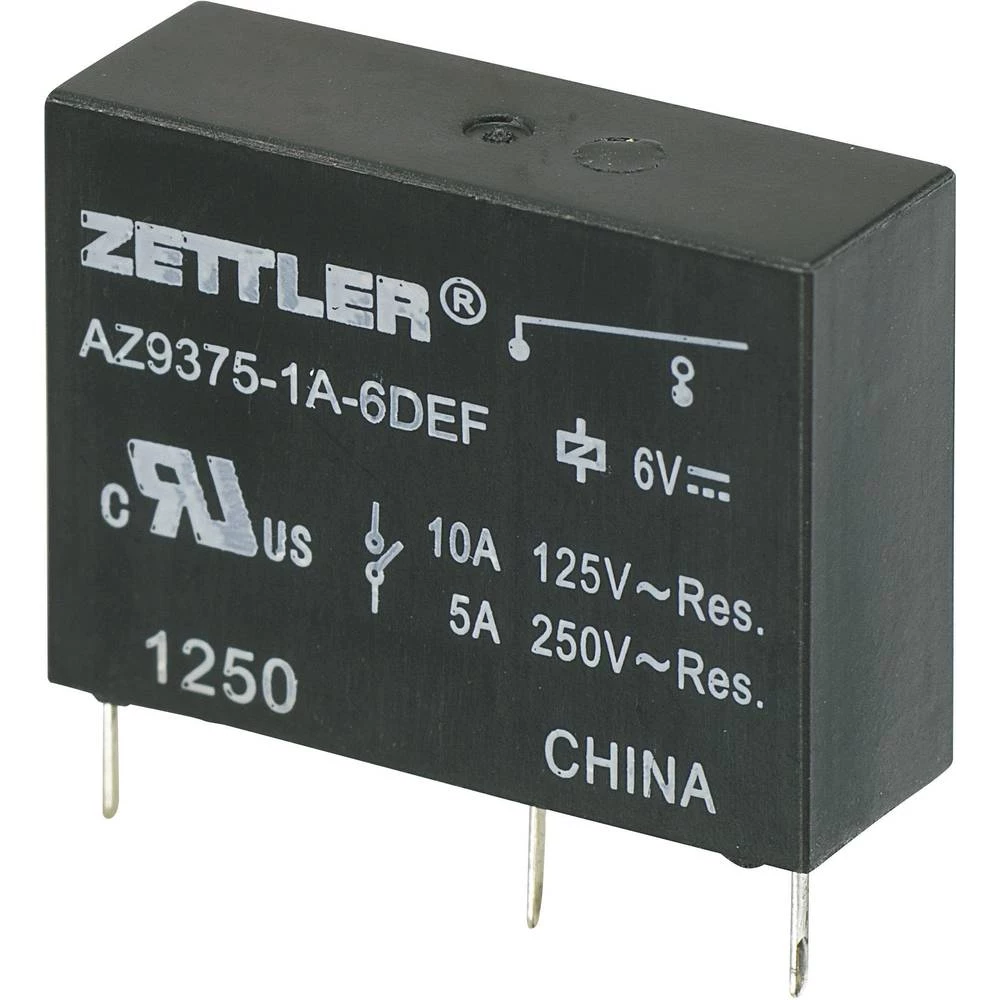 Zettler Electronics AZ9375-1A-6DEF Printrelais 6 V/DC 10 A 1 zatvarač 1 kom. slika