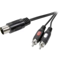SpeaKa Professional-DIN/Činč audio priključni kabel [1x diodni utikač, 5-polni (DIN) - 2x činč utikač] 1.50m, crn 50079 slika