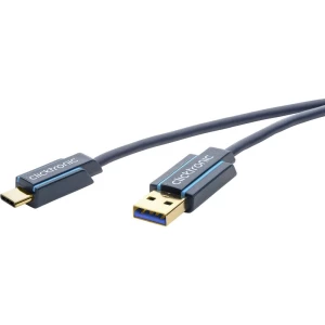 clicktronic USB 2.0 Priključni kabel [1x Muški konektor USB 3.0 tipa A - 1x Muški konektor USB-C™] 1 m Plava boja slika