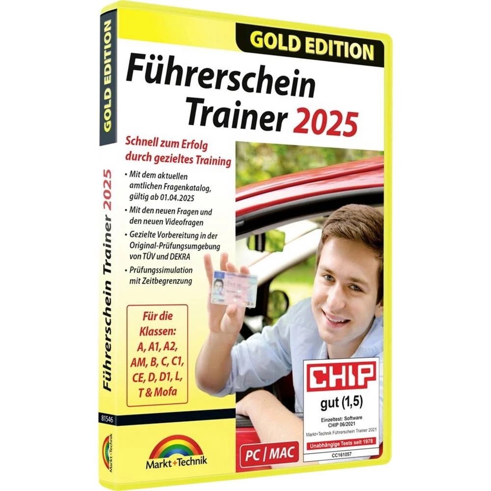 Markt & Technik Führerschein Trainer 2025 Gold Edition puna verzija 1 licenca Windows, mac os licenca slika