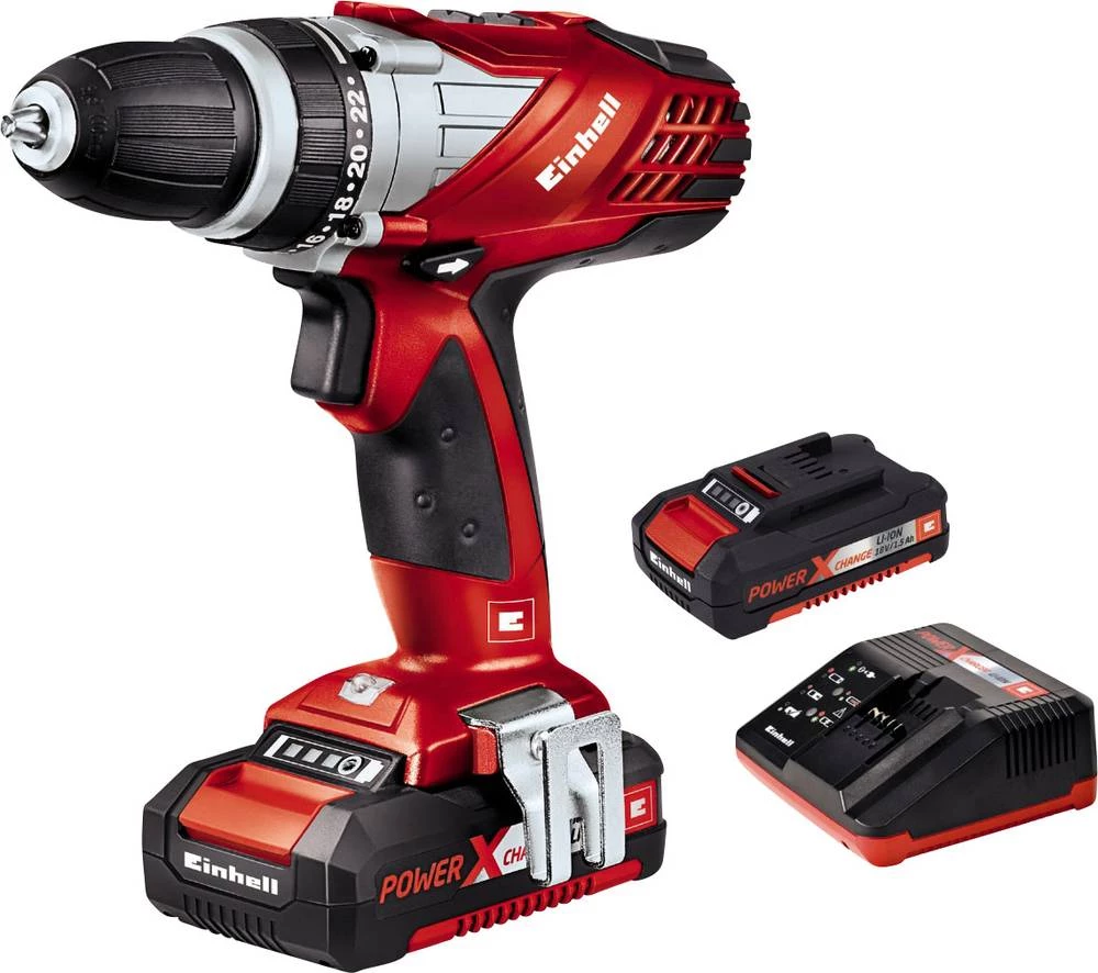 Einhell TE-CD 18 Li akumulatorska bušilica-odvijač 18 V 1.5 Ah Li-Ion uklj. 2. akumulatora, uklj. kovčeg slika