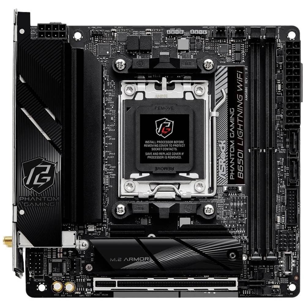 ASRock Phantom Gaming B650I Lightning WiFi matična ploča Baza #####AMD AM5 Faktor oblika (detalji) Mini-ATX Set čipova m slika