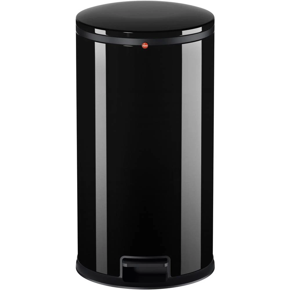 Kanta za smeće 25 l Hailo Pure L (promjer x V) 390 mm x 600 mm crne boje, nožna pedala, poklopac s automatskim zatvaranjem 1 kom slika