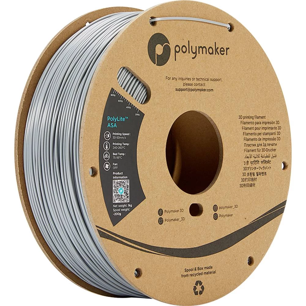 Polymaker PF01012 PolyLite 3D pisač filament ASA UV otporan, zaštićen od atmosferskih utjecaja, otporan na toplinu 2.85 mm 1000 g siva  1 St. slika