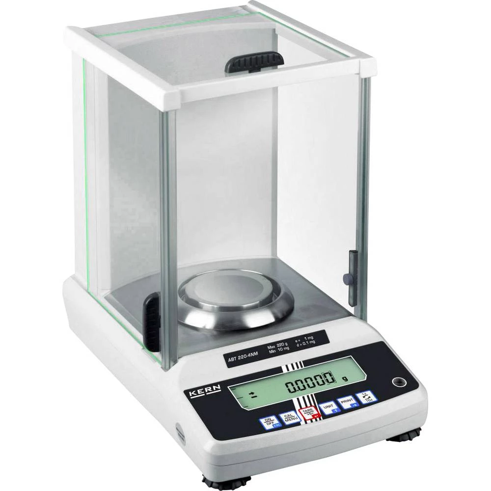 analitička vaga Kern ABT 220-4NM+C Opseg mjerenja (kg) 220 g Mogućnost očitanja 0.0001 g putem utičnog punjača višebojna Kalibri slika