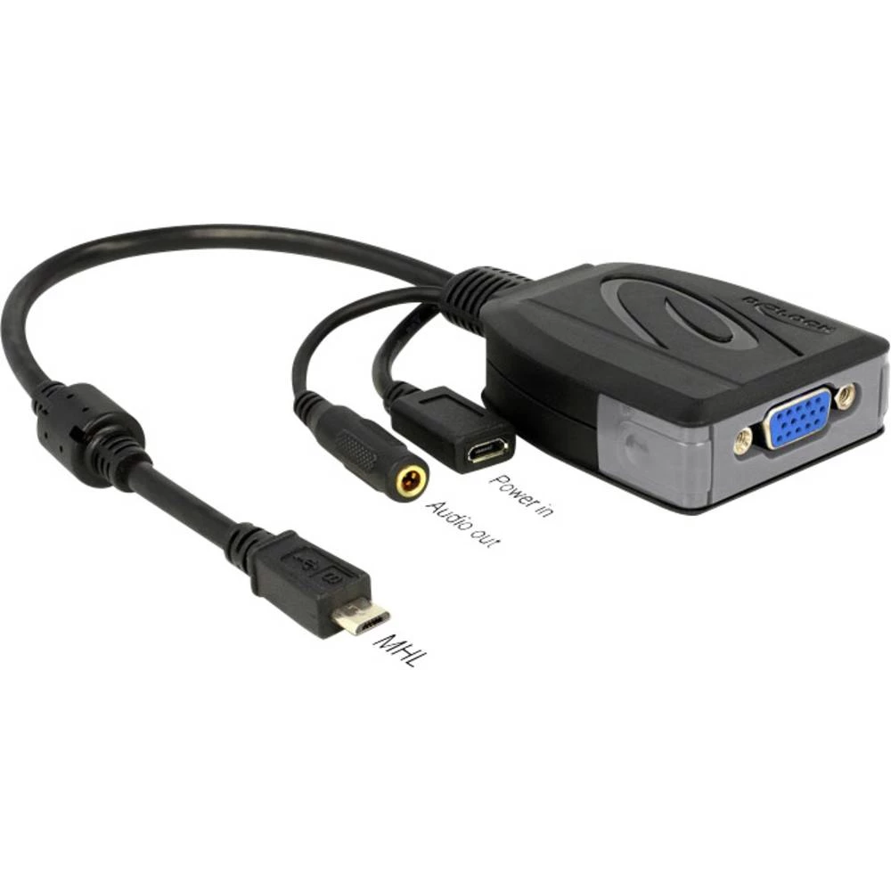 Delock USB / VGA / Utičnica Adapter [1x Muški konektor USB 2.0 tipa Micro B - 1x Ženski konektor VGA, Priključna doza za 3,5 mm slika