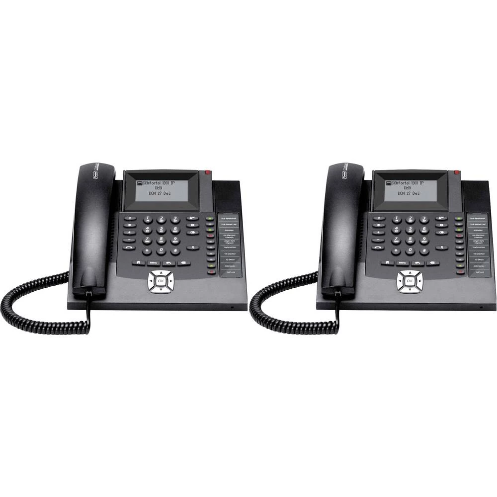 Telefon s kabelom, VoIP Auerswald COMfortel 1200 IP Duo Set Handsfree TFT/LCD u boji Crna slika