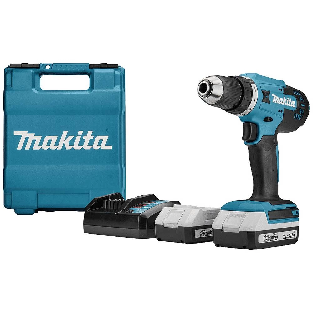 Makita  DF488DWAE akumulatorska bušilica  18 V 2.0 Ah li-ion uklj. 2 akumulatora, uklj. punjač, uklj. kofer slika