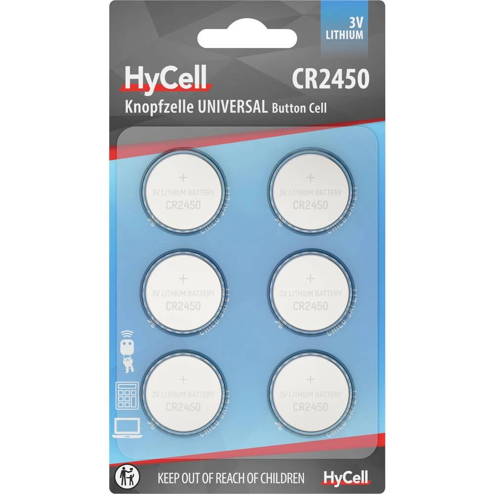 HyCell gumbasta baterija CR 2450 3 V 1 kom. litijev 6er Blister Lithium Knopfzellen CR2450 slika