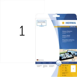 Herma 4909 Etikete (A4) 210 x 297 mm Sjajni papir Bijela 25 ST Trajno Univerzalne naljepnice slika